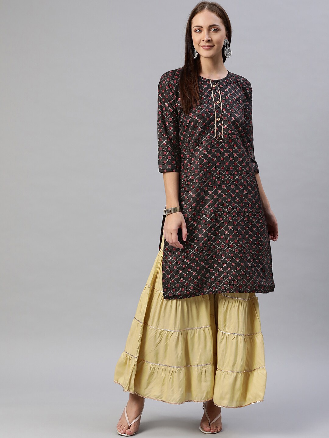 

Aarika Women Black Ethnic Motifs Printed Cotton Kurta