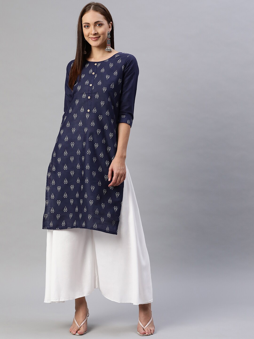 

Aarika Women Navy Blue Ethnic Motifs Printed Kurta