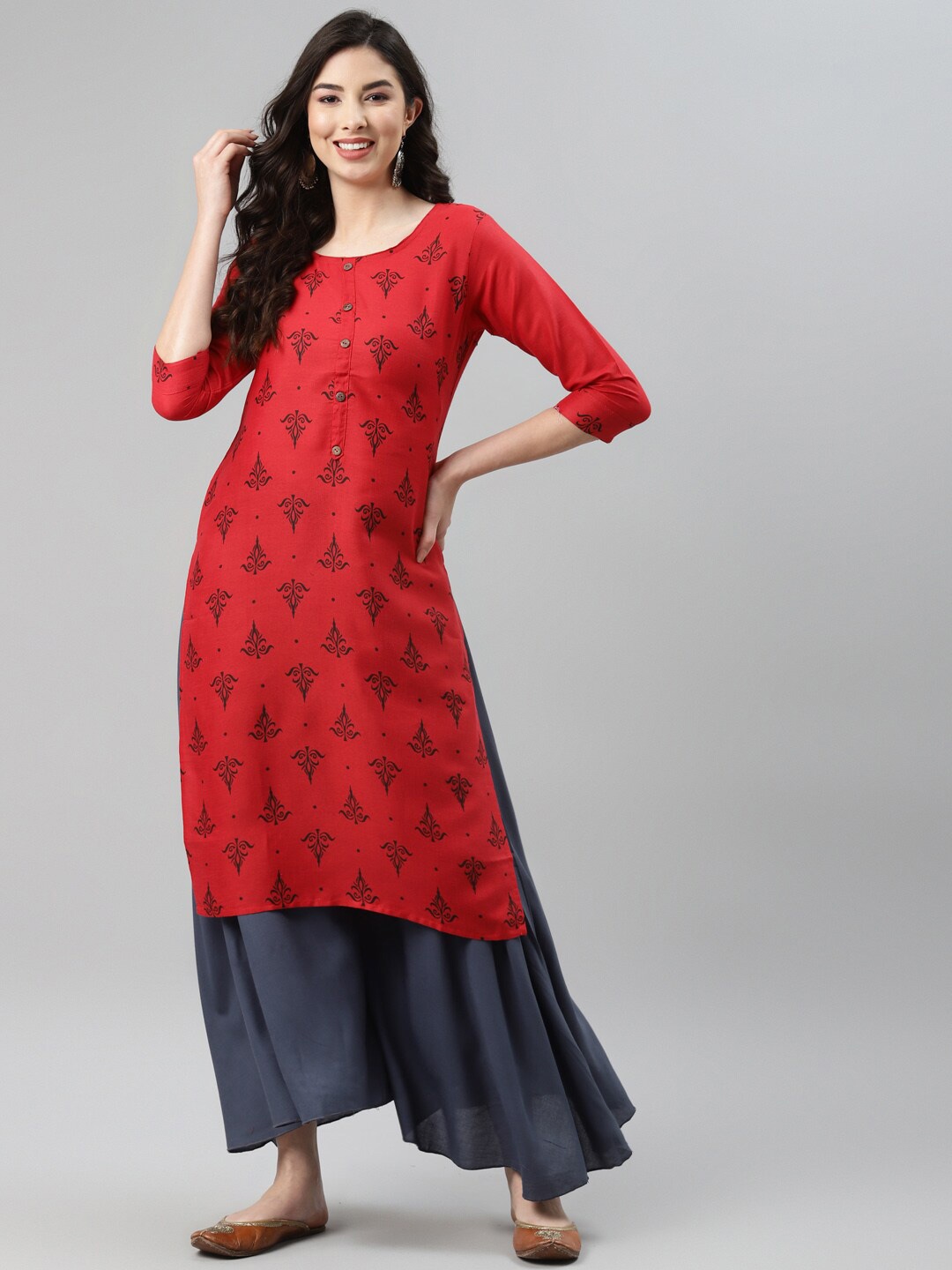 

Aarika Women Red Ethnic Motifs Printed Kurta