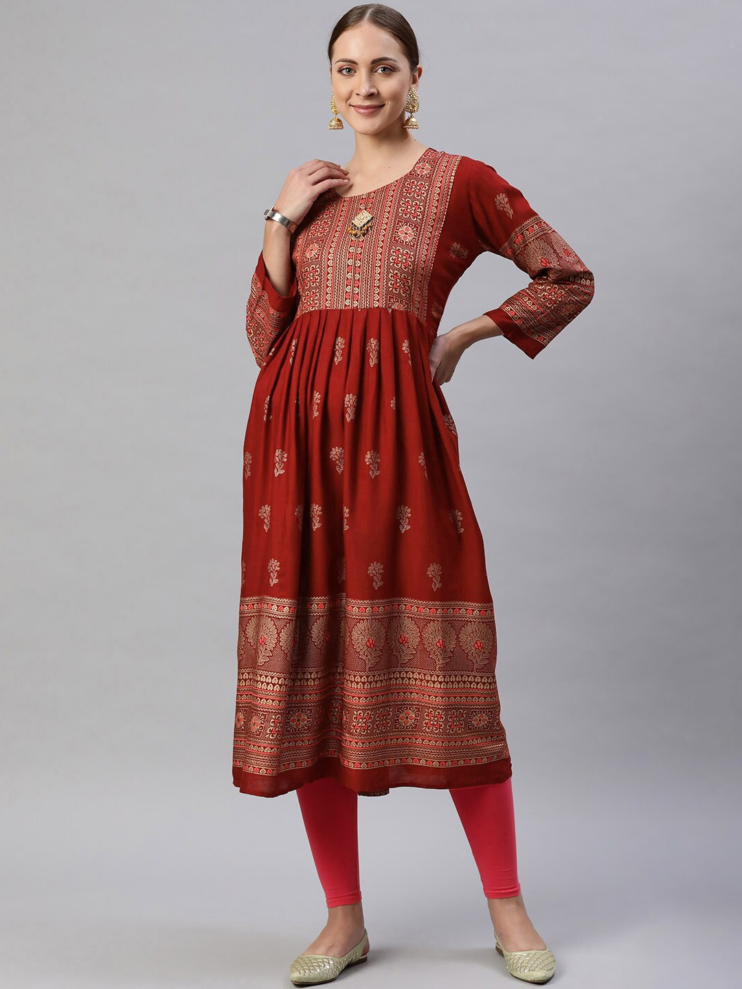 

Aarika Women Maroon Pure Cotton Kurta