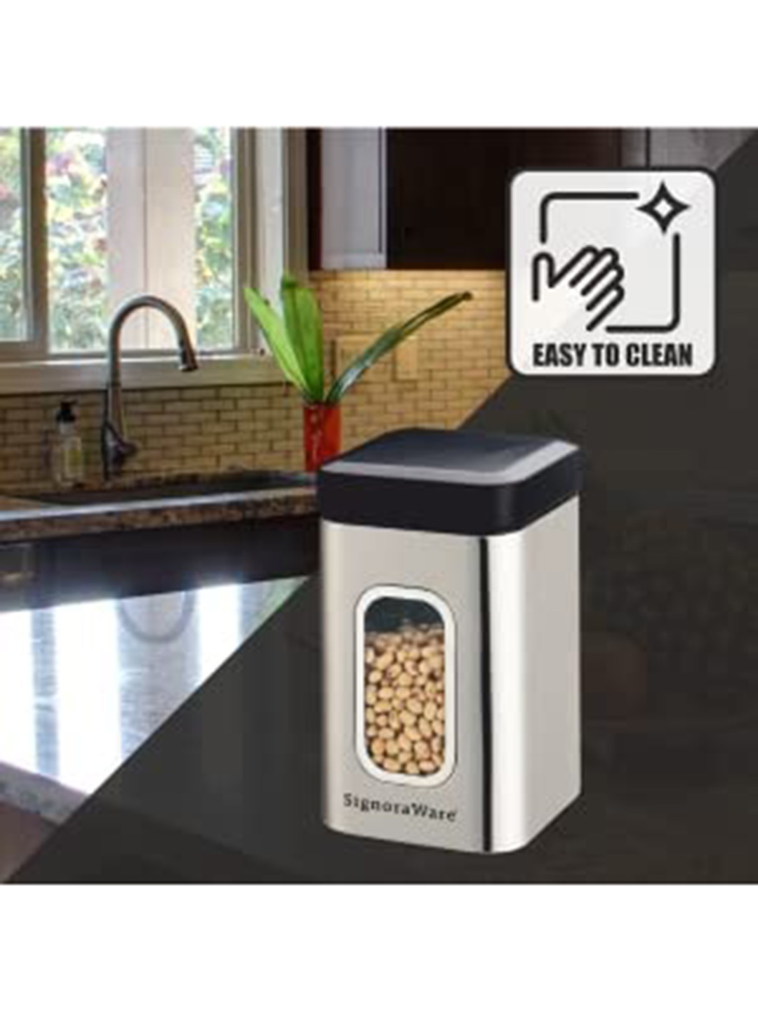 

SignoraWare Set Of 2 Steel & Transparent Stainless Steel Storage Containers