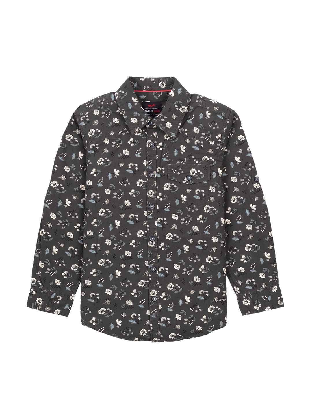 

Status Quo Boys Charcoal Classic Conversational Printed Regular Fit Casual Shirt