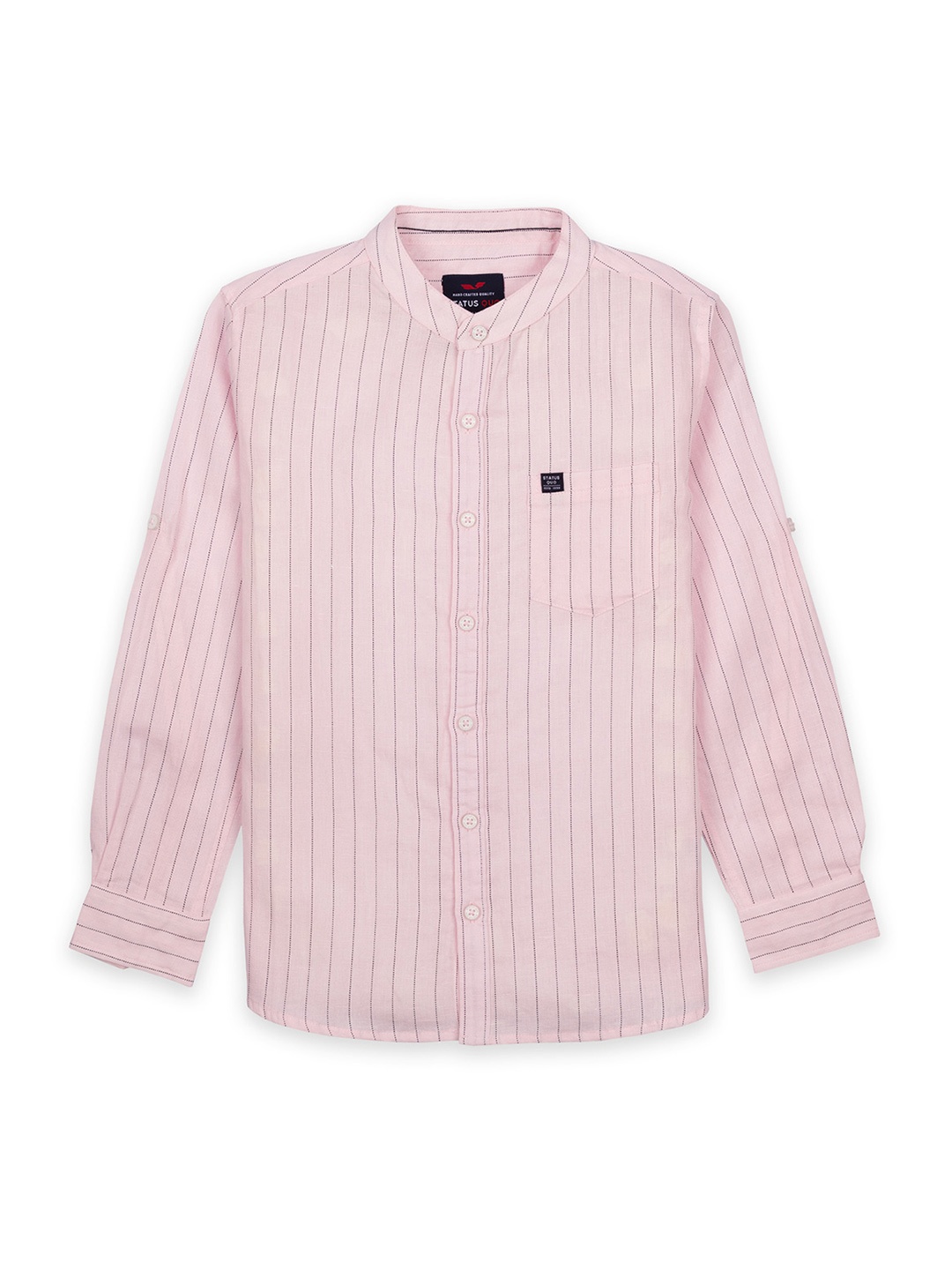 

Status Quo Boys Pink Classic Striped Regular Cotton Casual Shirt