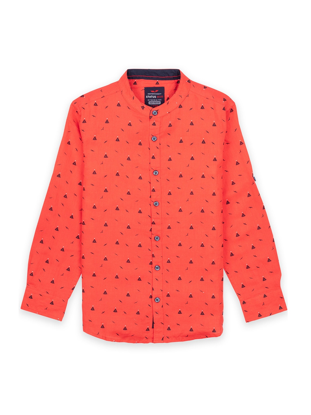 Status Quo Boys Coral Classic Printed Casual Shirt