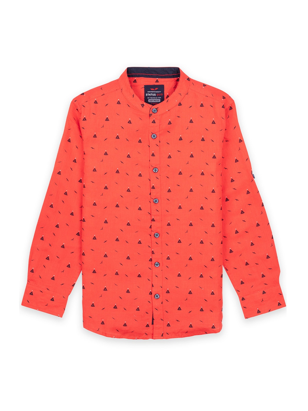 

Status Quo Boys Coral Classic Regular Printed Cotton Casual Shirt