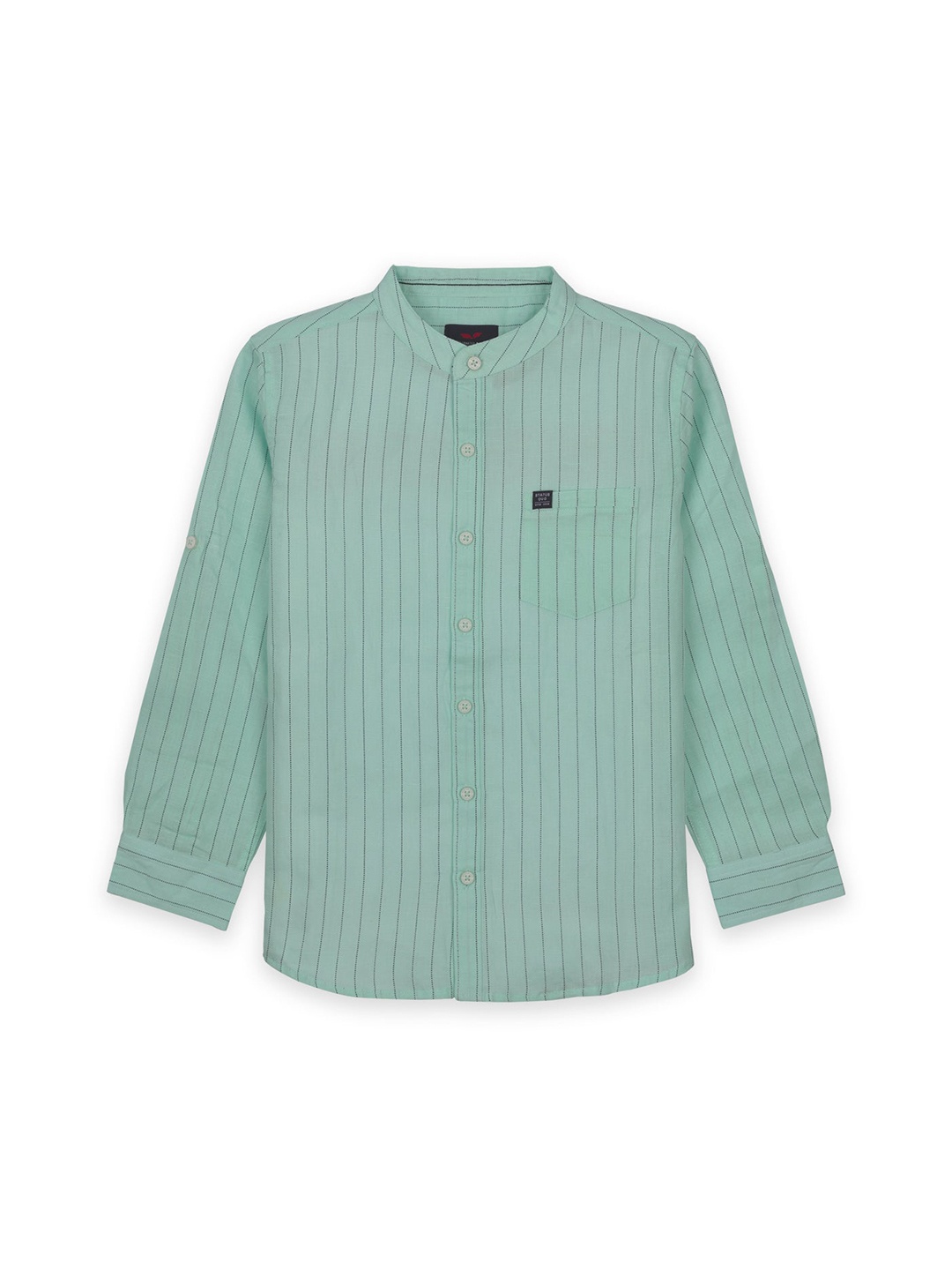 

Status Quo Boys Green Classic Striped Cotton Casual Shirt