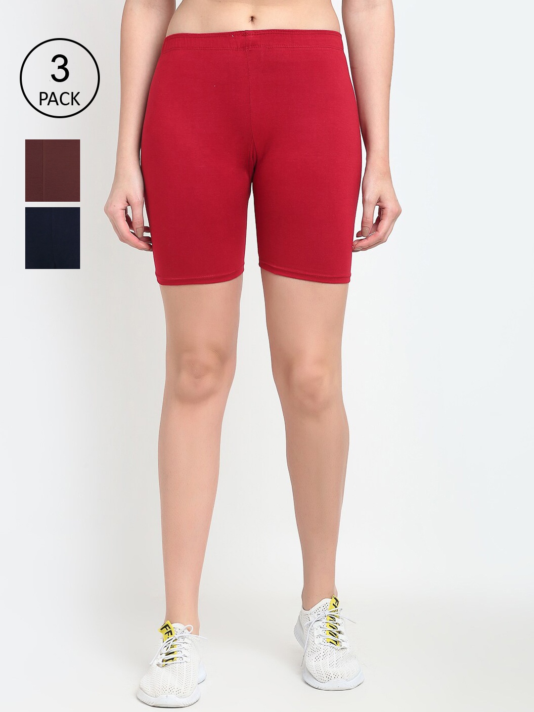 

Jinfo Women Pack of 3 Cycling Sports Shorts, Maroon