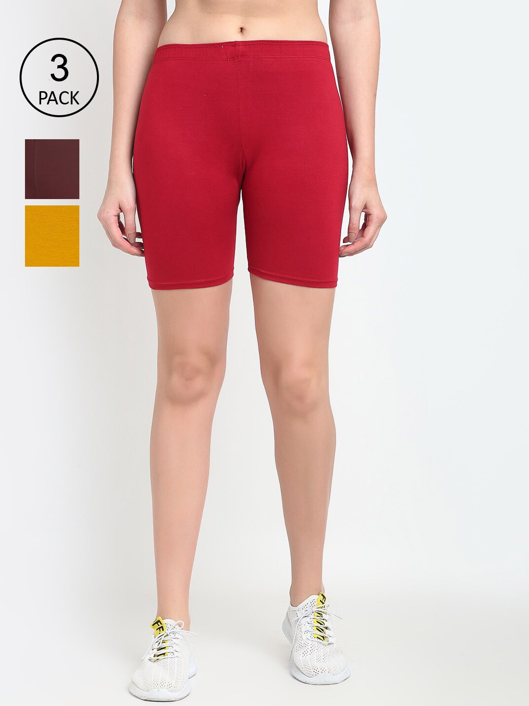 Jinfo Women Pack Of 3 Cycling Sports Shorts, Magenta