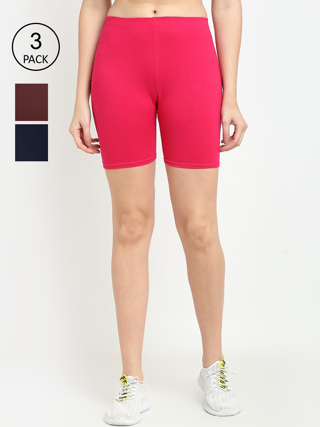 

Jinfo Women Pack of 3 Cycling Sports Shorts, Pink