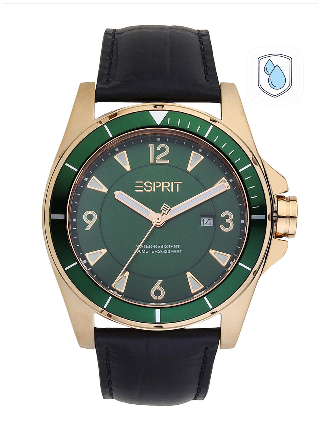 

ESPRIT Women Green & Gold-Plated Stainless Steel Analogue Watch ES1G322L0095