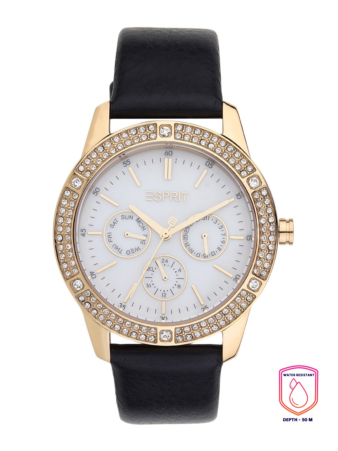 

ESPRIT Women White Embellished Dial & Gold-Plated Stainless Steel Wrap Around Straps Analogue Watch