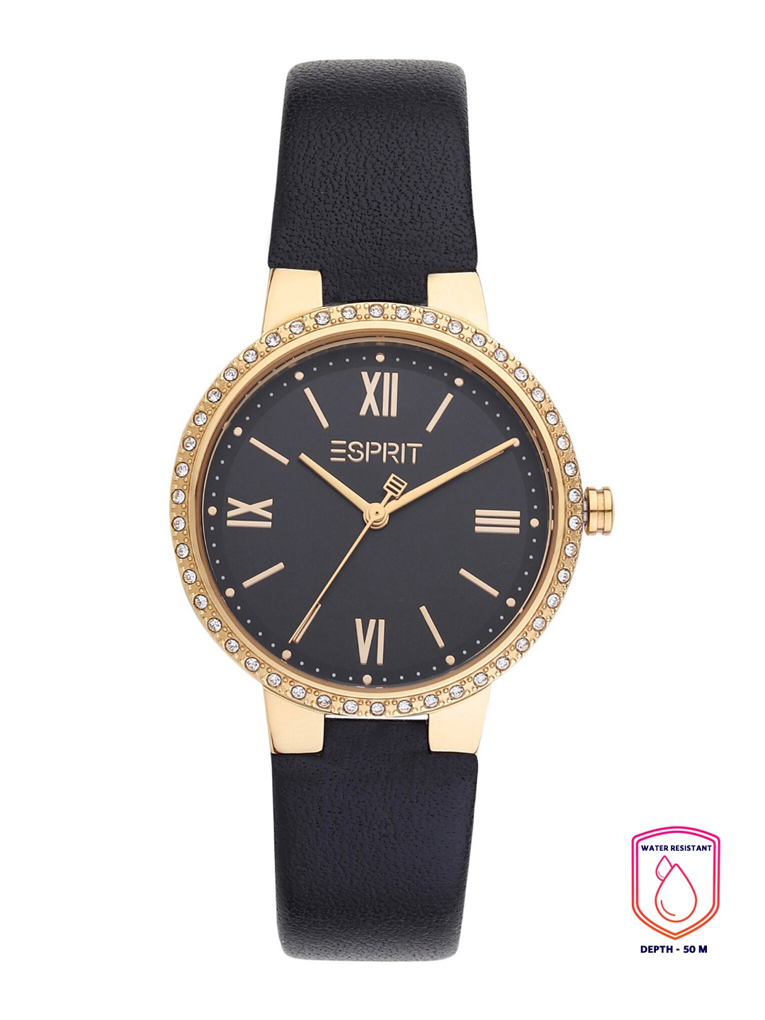 

ESPRIT Women Black Dial & Gold-Plated Stainless Steel Straps Analogue Watch ES1L333L0025