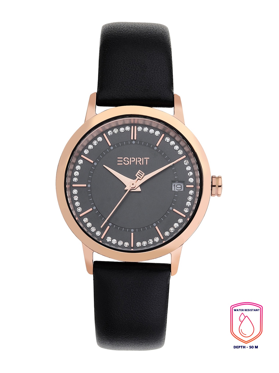 

ESPRIT Women Black Dial & Black Stainless Steel Straps Analogue Watch ES1L181L2035