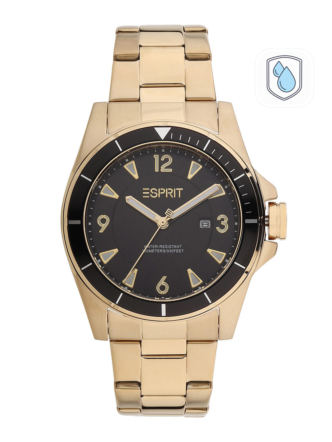

ESPRIT Women Black & Gold-Plated Bracelet Style Straps Analogue Watch ES1G322M0115