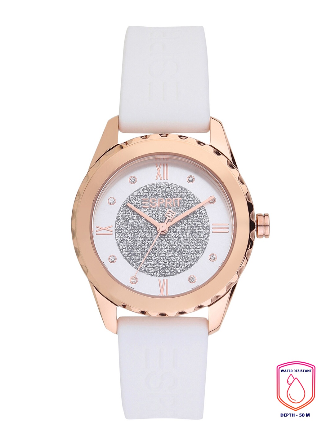 

ESPRIT Women Silver-Toned Embellished Bracelet Style Straps Analogue Watch