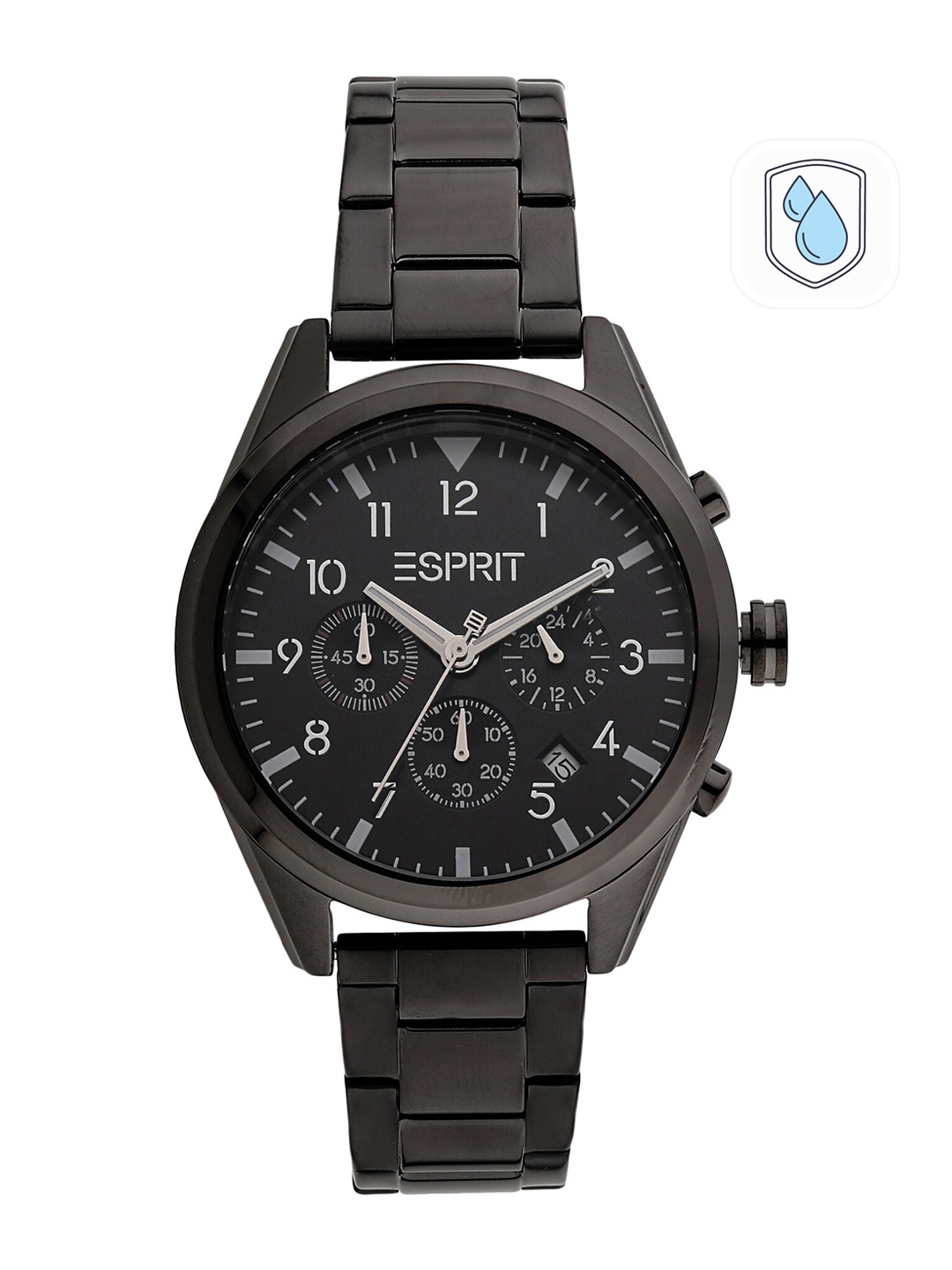 

ESPRIT Women Black Dial & Gunmetal Toned Stainless Steel Bracelet Style Straps Analogue Watch, Grey melange