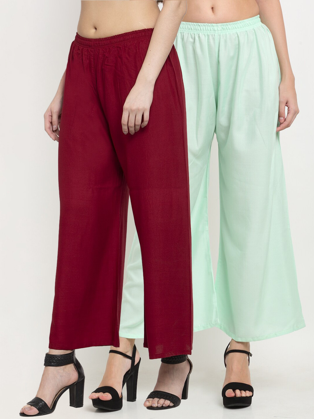 

Miaz Lifestyle Women Pack of 2 Maroon & Green Ethnic Palazzos