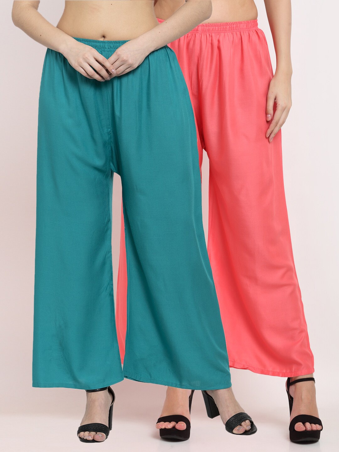 

Miaz Lifestyle Women Pack Of 2 Peach-Coloured & Blue Ethnic Palazzos
