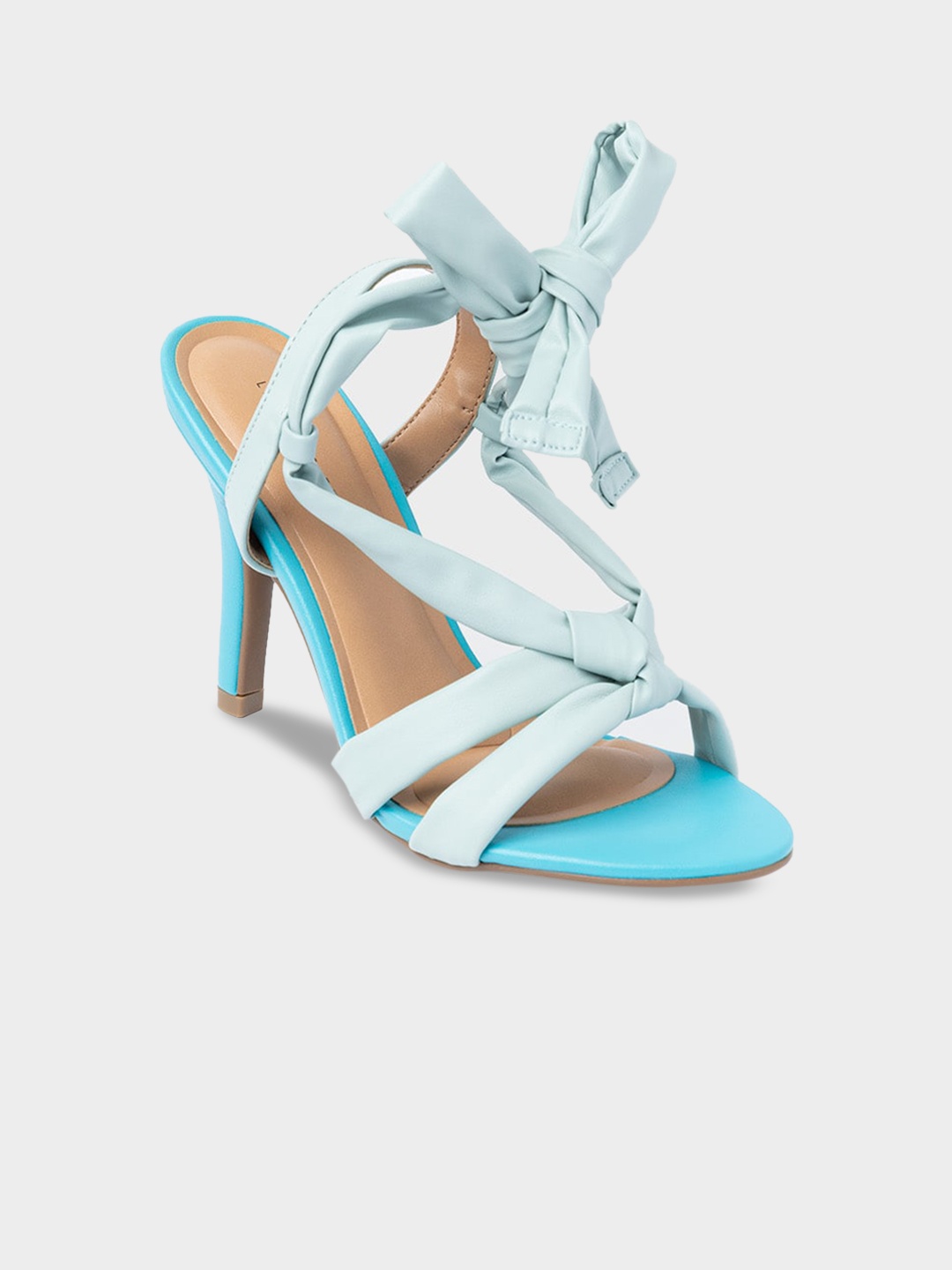 

LEMON & PEPPER Turquoise Blue Party Stiletto Gladiators with Bows