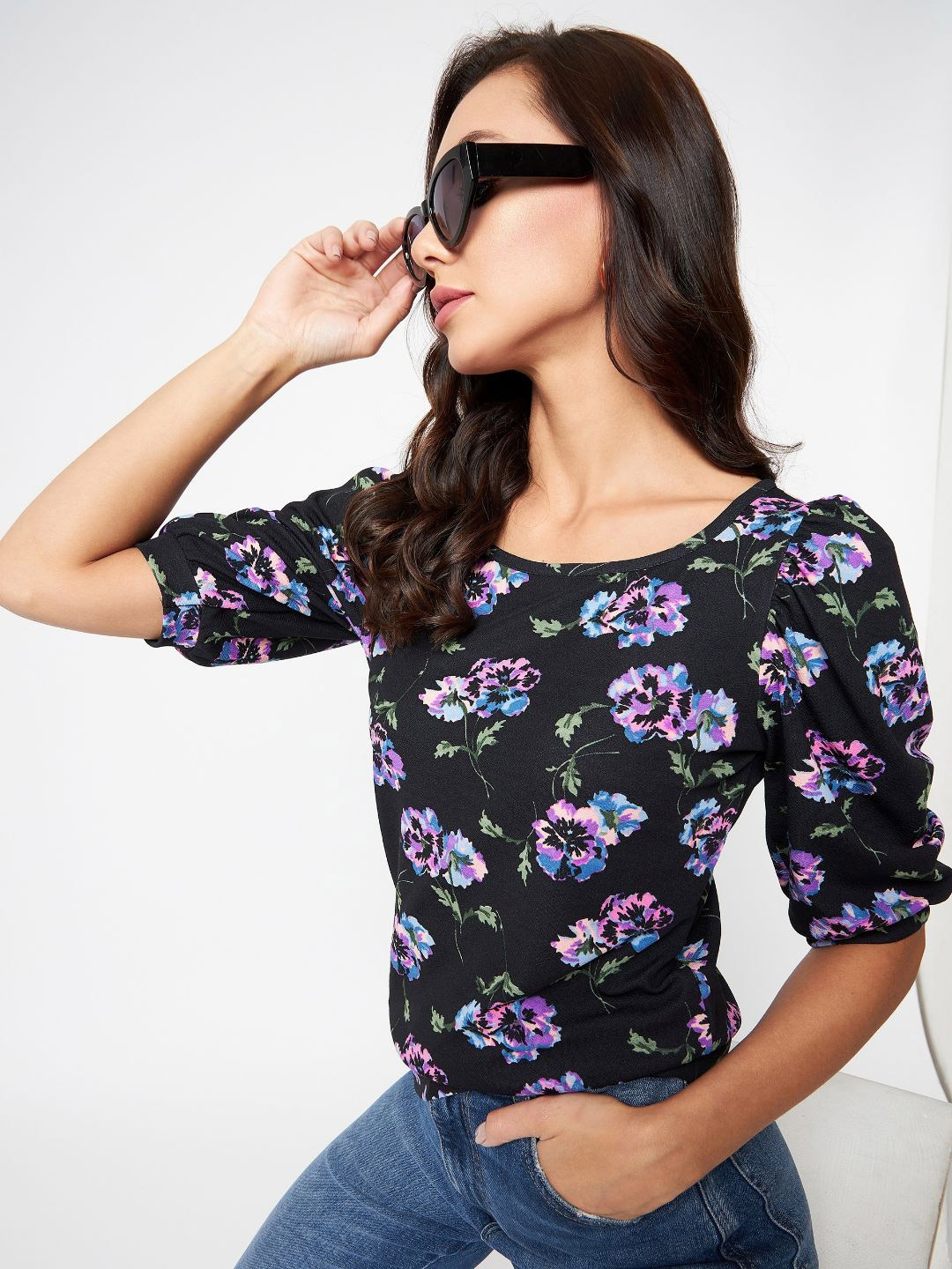 

Uptownie Lite Women Stretchable Round Neck Top, Black