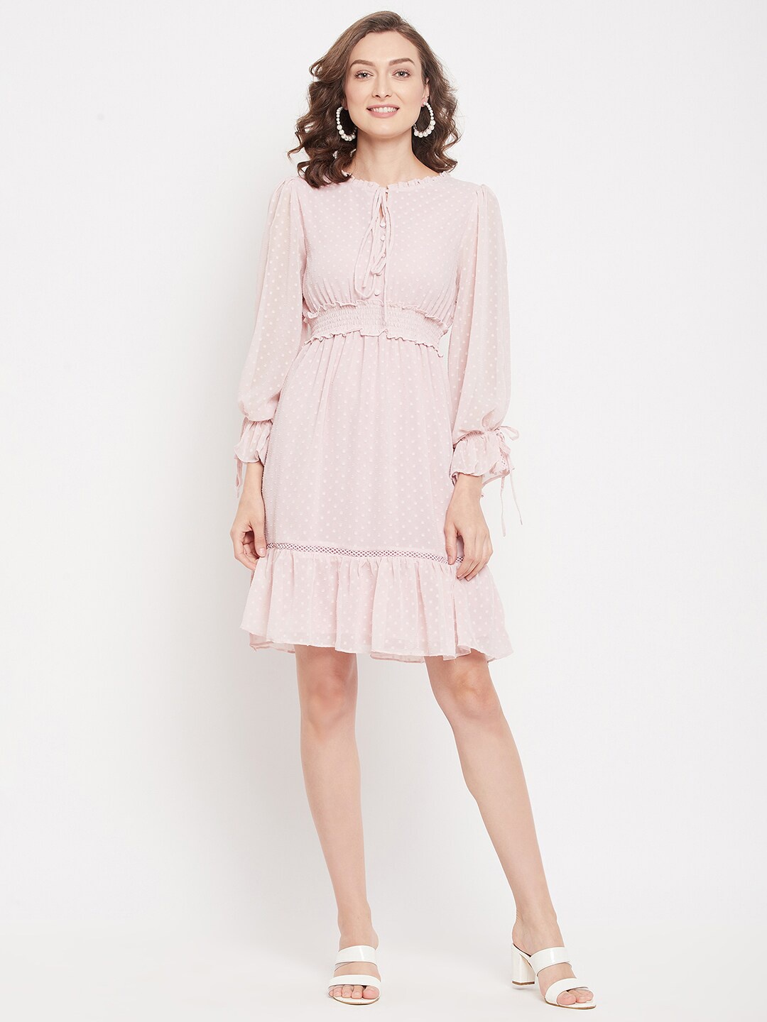 

Madame Pink Tie-Up Neck Dress
