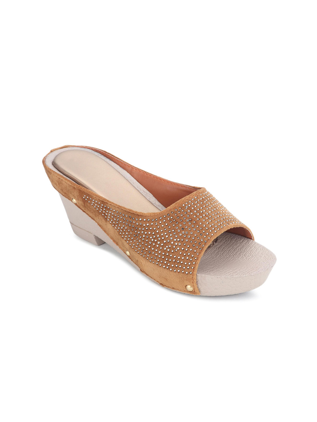 

Myra Brown Embellished Suede Wedge Sandals