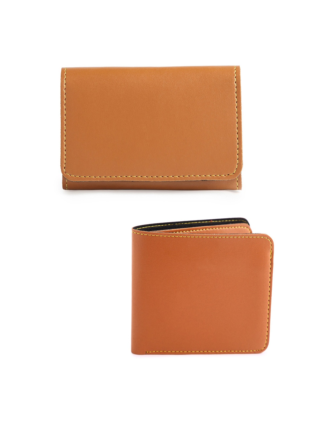 

CRUSSET Men Tan Brown Set of 2 Two Fold Wallet & Card Holder