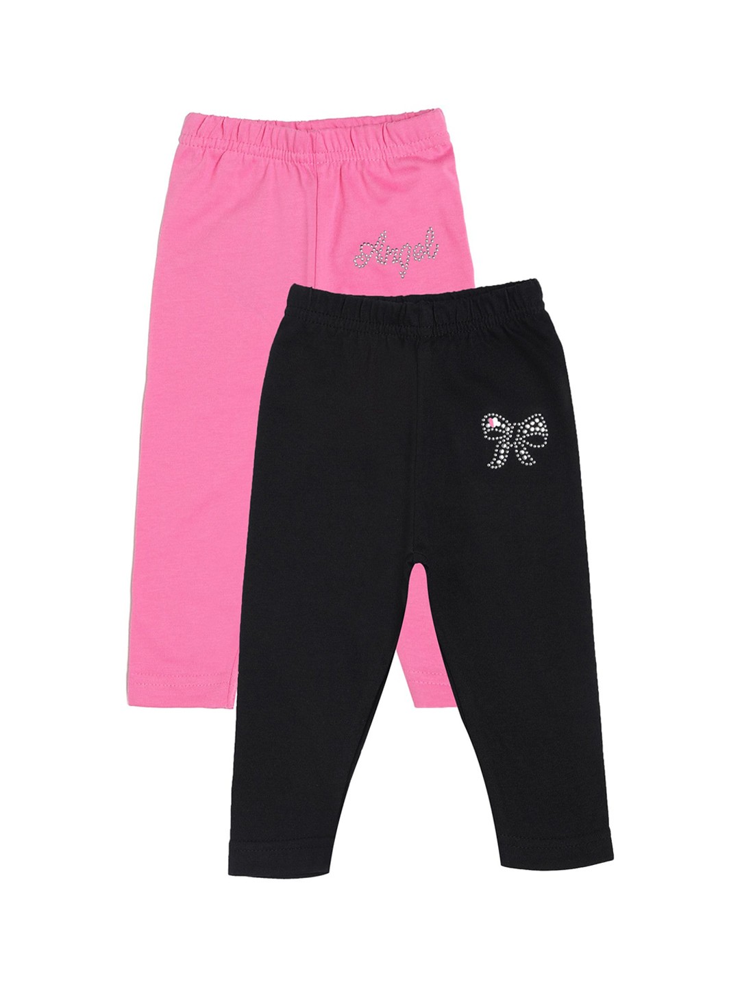 

Bodycare Kids Girls Black & Pink Set of 2 Solid Track Pants