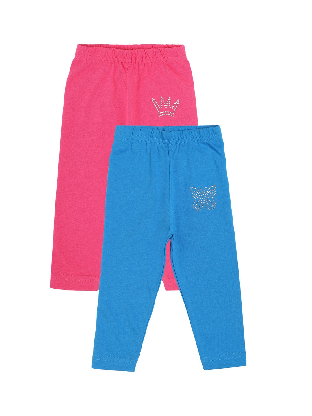 

Bodycare Kids Girls Pack of 2 Fuchsia & Blue Solid Track Pants