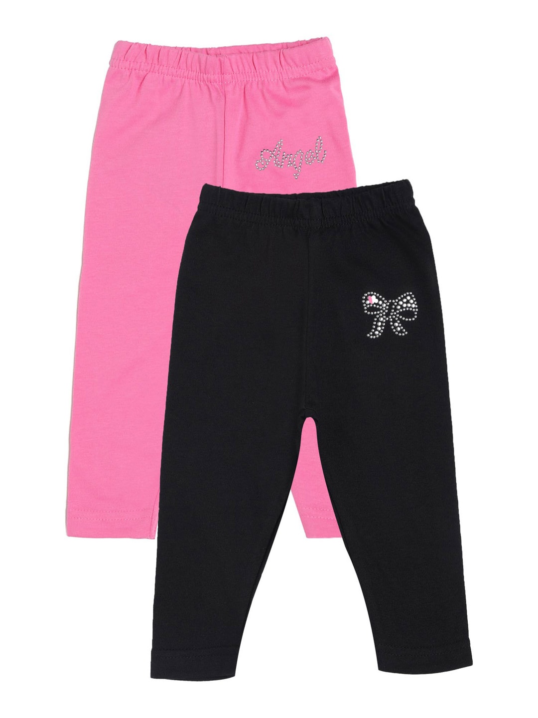 

Bodycare Kids Girls Black & Pink Pack Of 2 Solid Cotton Track Pants