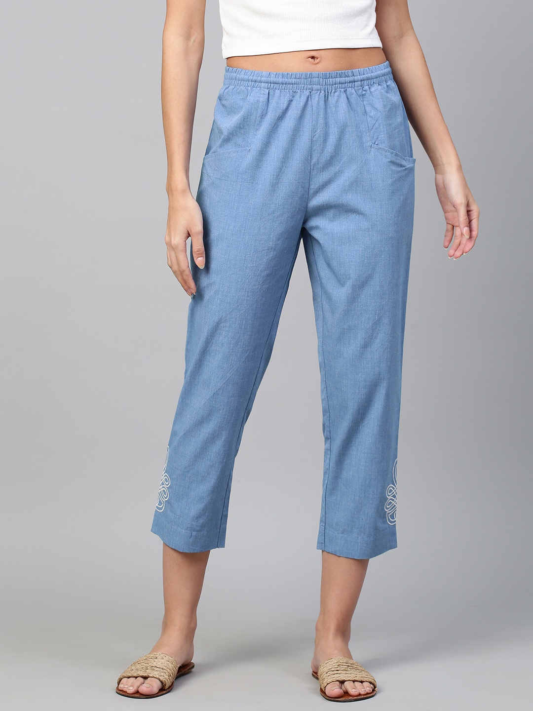 

Chemistry Women Black Embroidered Trousers