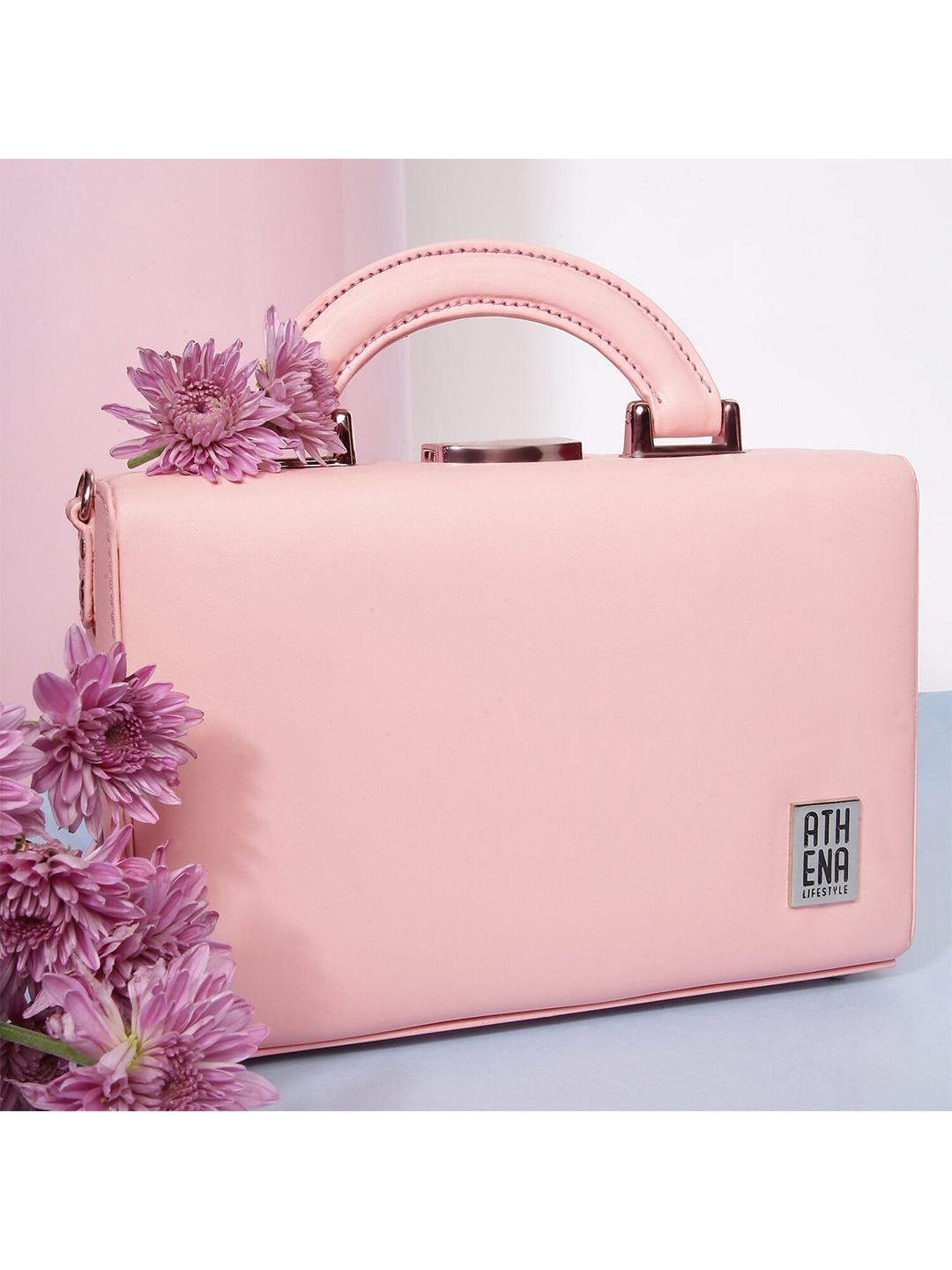 

Athena Pink PU Structured Handheld Bag