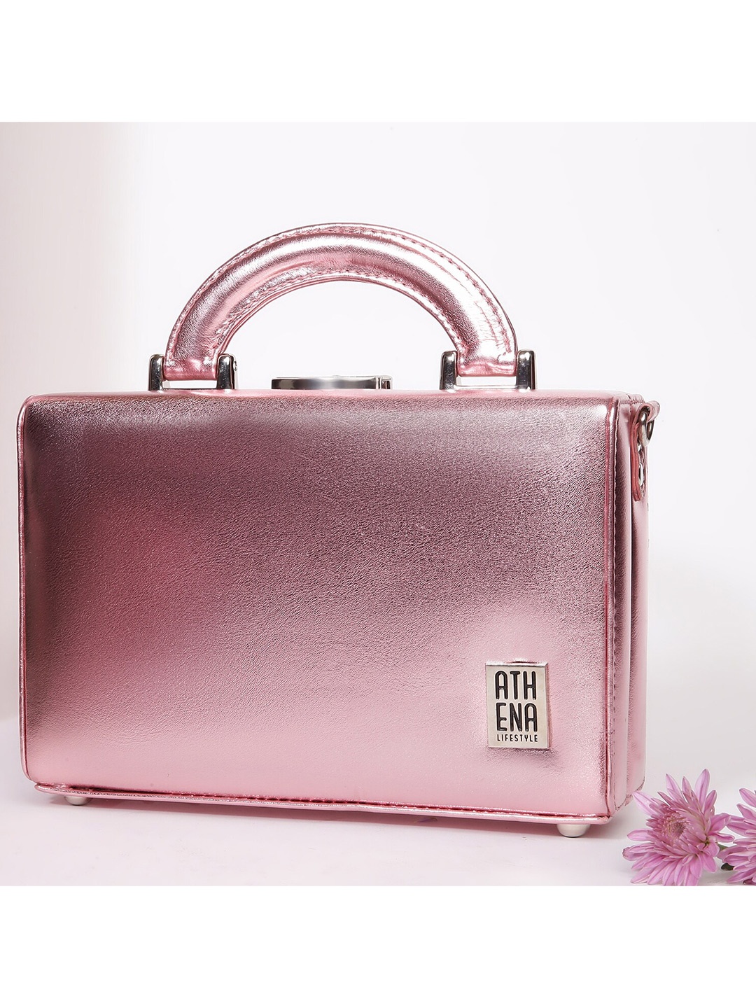 

Athena Pink PU Structured Handheld Bag