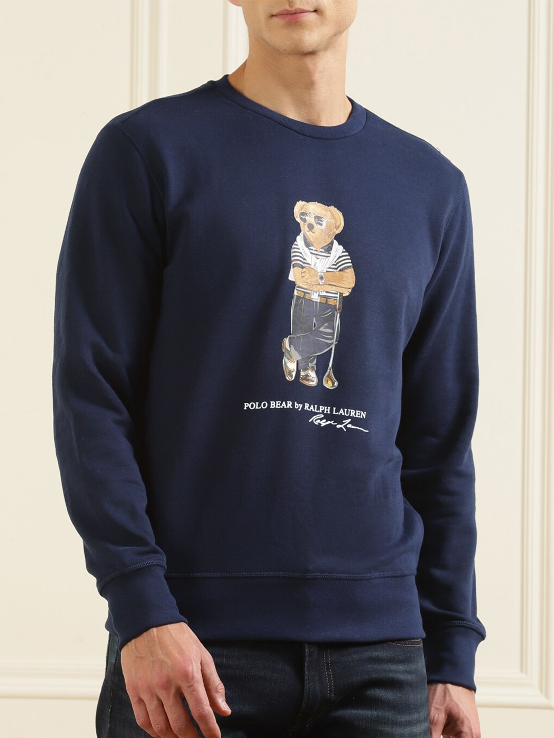 

Polo Ralph Lauren Men Navy Blue & White Printed Pullover