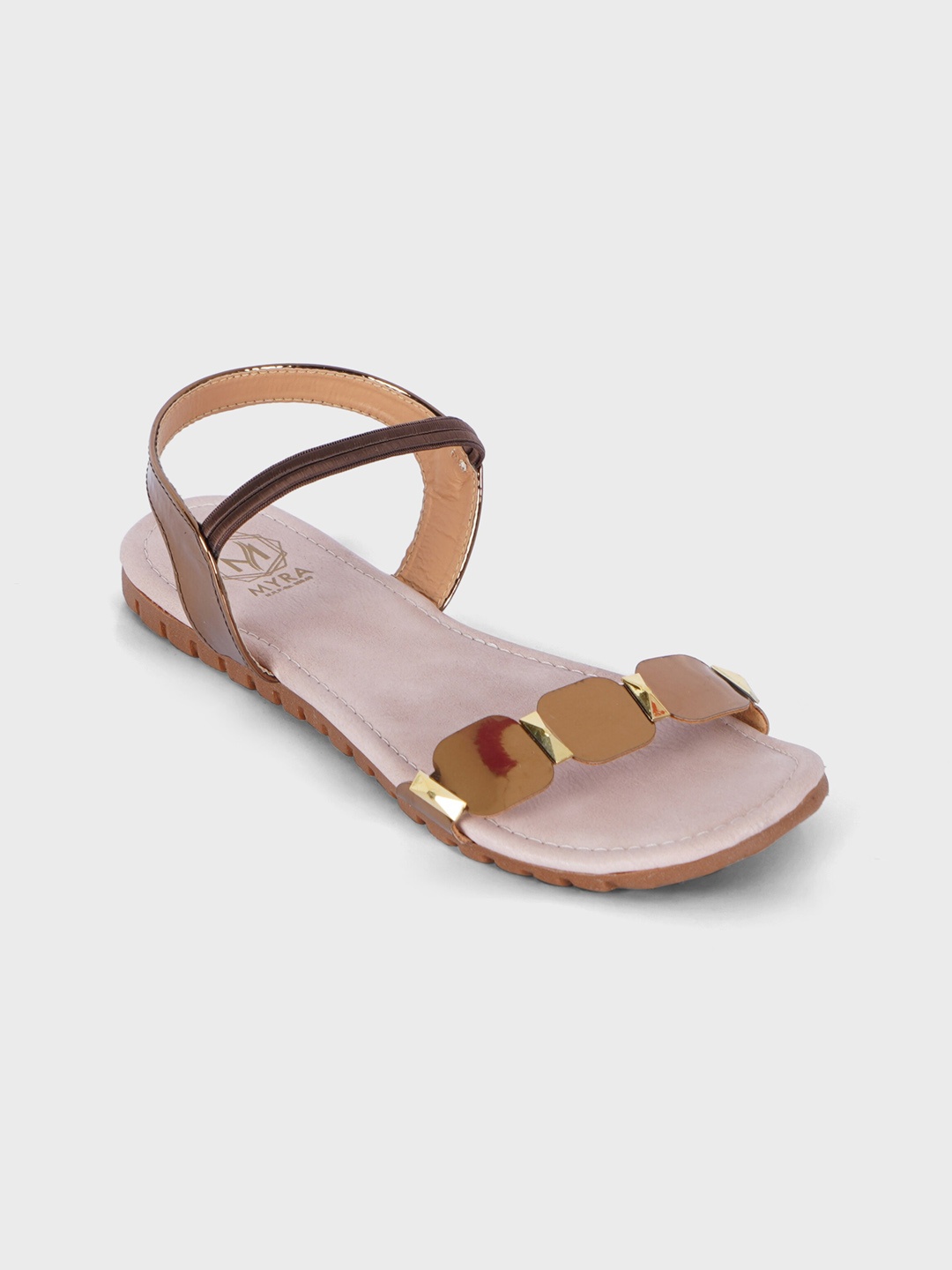 

Myra Bronze-Toned Open Toe Flats
