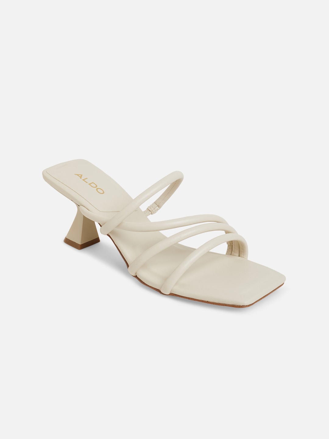 

ALDO White Solid Kitten Sandal Heels