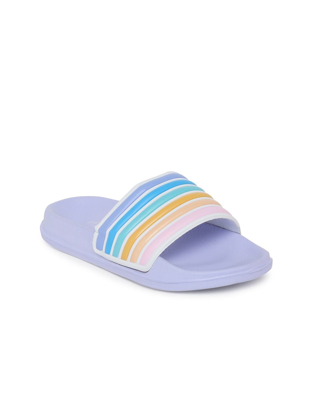 

Pantaloons Junior Girls Purple & Blue Striped Sliders