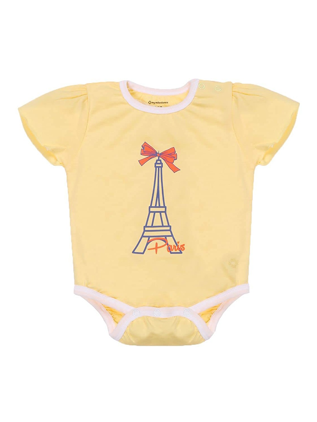 

My Milestones Girls Yellow Printed Pure Cotton Bodysuit