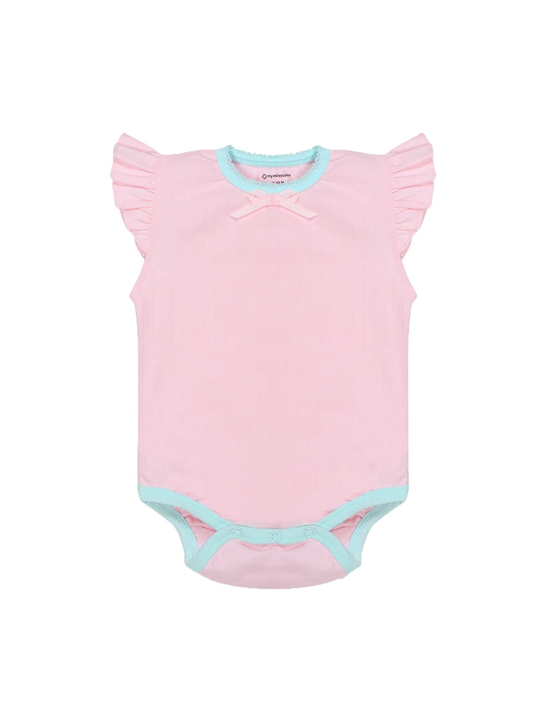 

My Milestones Infant Girls Pink Solid Cotton Bodysuit