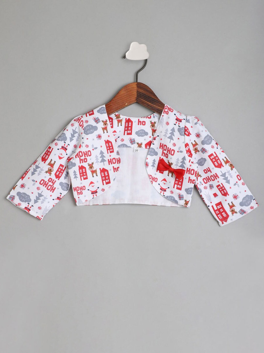 

The Magic Wand Girls Red & White Printed Shrug