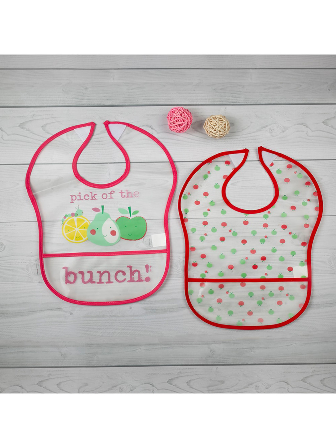 

Baby Moo Infants Pink & Transparent Pack Of 2 Printed Bibs