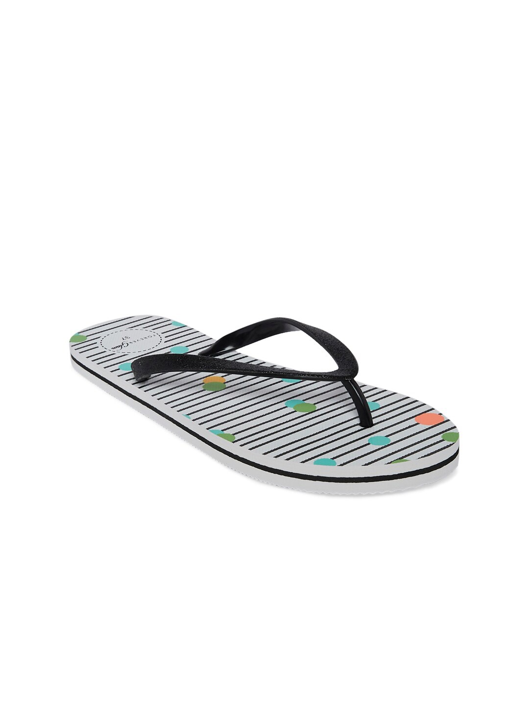 

Forever Glam by Pantaloons Women Black & White Striped Thong Flip-Flops