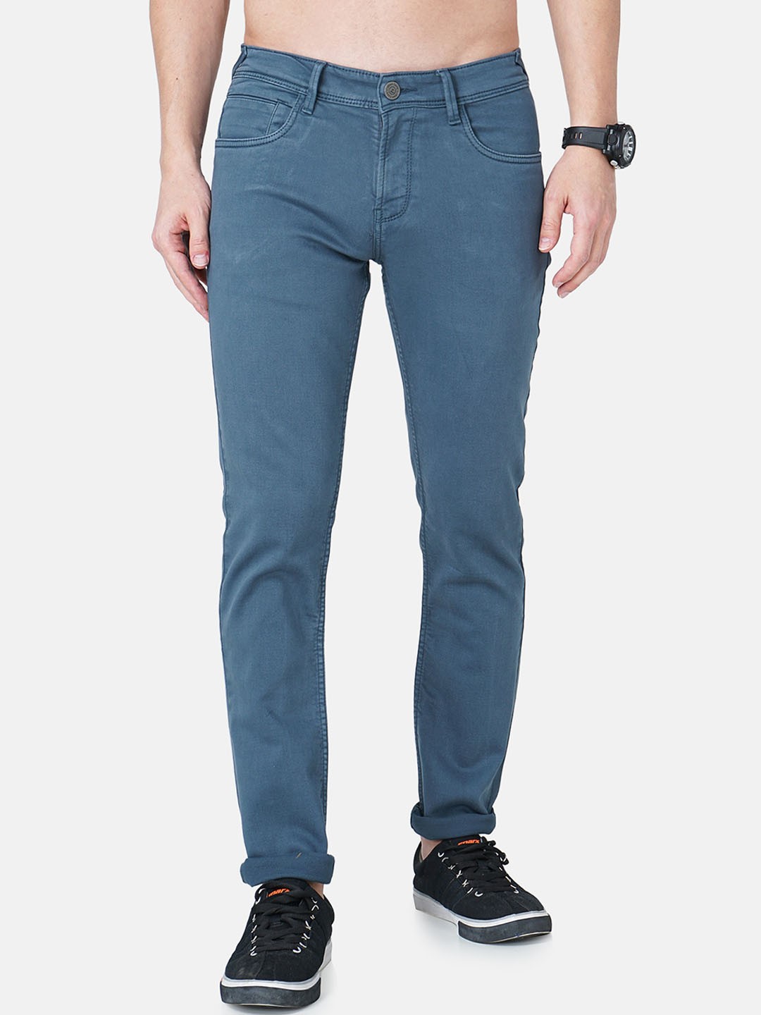 

Jean Cafe Men Grey Jean Slim Fit Jeans 98% cotton
