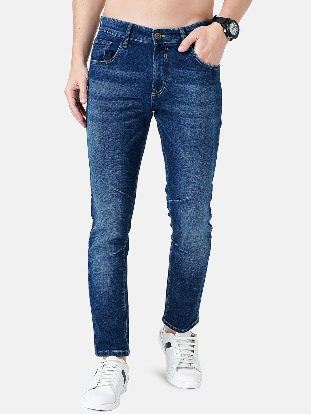 

Jean Cafe Men Blue Jean Super Skinny Fit Heavy Fade Jeans