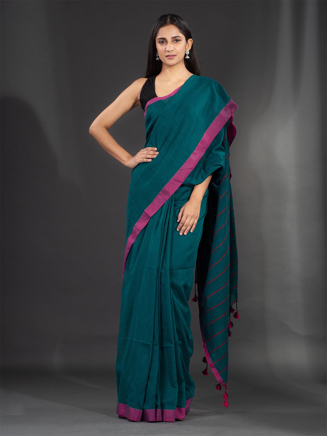 

Charukriti Green & Magenta Pure Cotton Saree