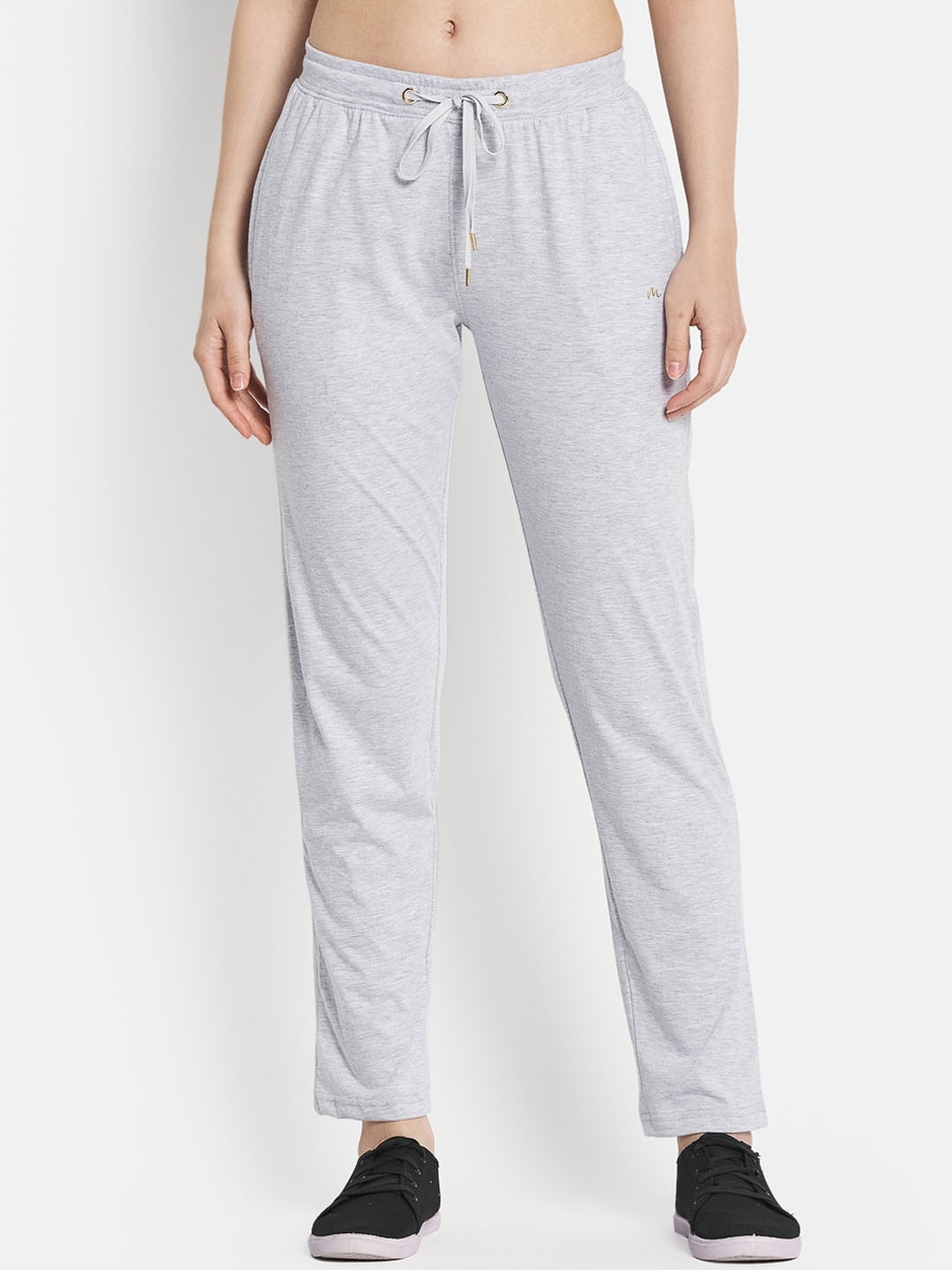 

METTLE Women Grey Solid Cotton Track Pants