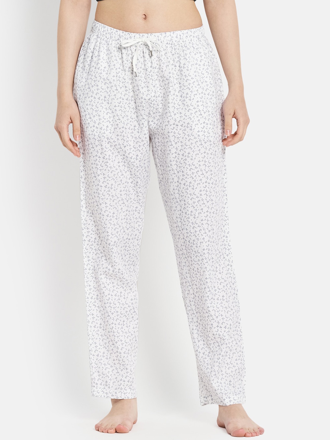 

METTLE Women White Printed Lounge Pants