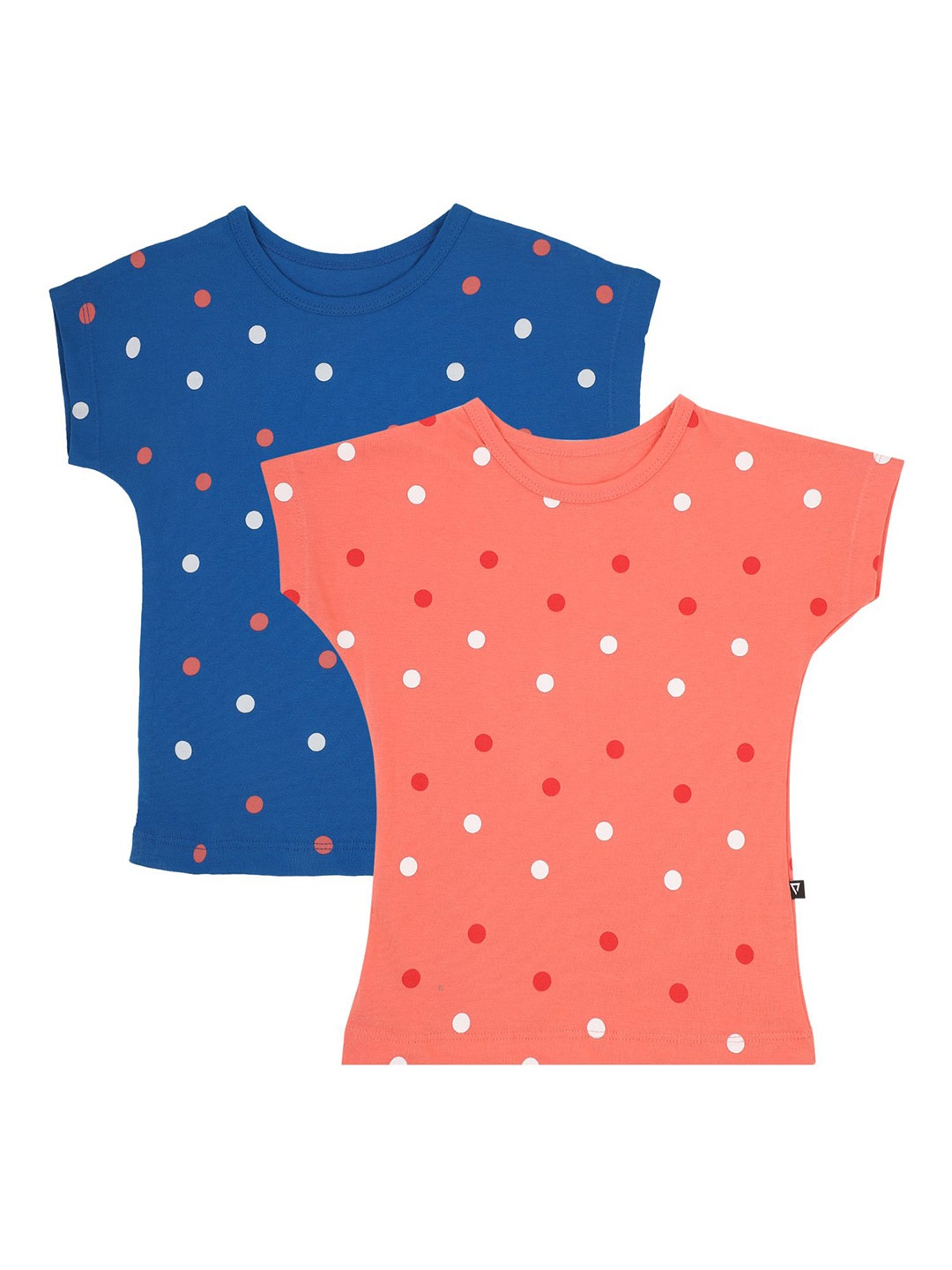 PROTEENS Girls Assorted Pack Of 2 Polka Dot Printed Cotton T-shirt