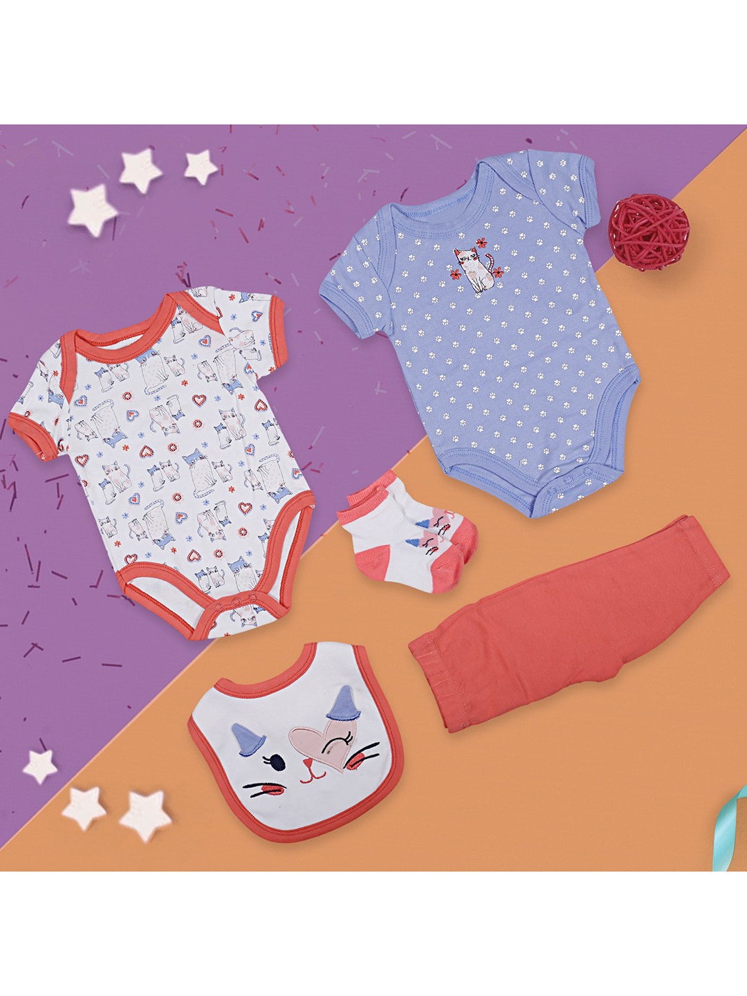 

Baby Moo Infant 5-Piece Pure Cotton Baby Apparel Gift, White
