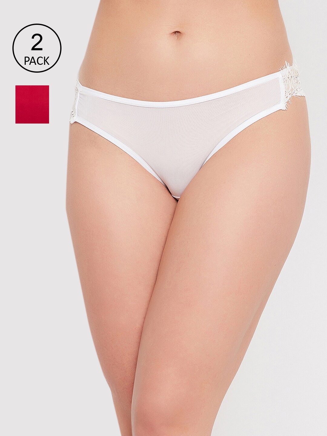 

Clovia Women Pack of 2 Solid Bikini Briefs, White